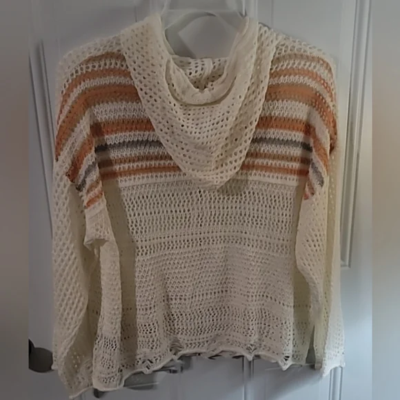 POL Women's Cream and Brown Open-Knit Cardigan - Picture 3 of 7
